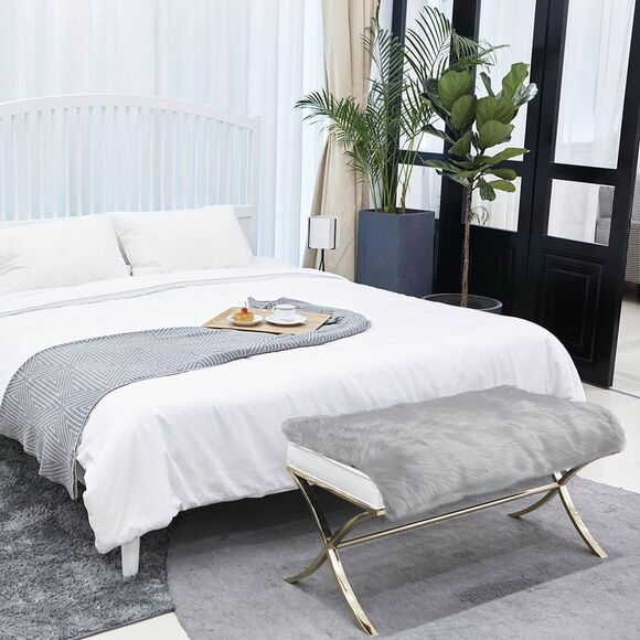 Soft Faux Fur Rug Indoor Fluffy Area Rugs Rectangle Floor Mat 2 x 3ft Gray - Picture 6 of 6